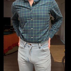 Jcrew Men's Green and Blue Shirt